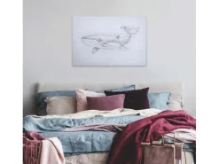 Bricoflor Wandbild Mit Wal Leinwand Bild Mit Blauwal Gezeichnet Industrial Style Leinwandbild In Schwarz Weiß Für Büro Und Schlafzimmer* Wanddekoration