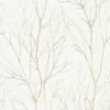 Bricoflor Weiß Gold Tapete mit Baum Design Waldtapete im Modernen Stil für Esszimmer und Schlafzimmer Vlies Mustertapete mit Vinyl