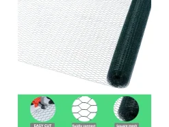 CCLIFE Hühnerzaun Geflügelnetz 45mm Maschenweite 100cm Höhe 15m Länge PVC-Beschichtet* Kleintierbedarf