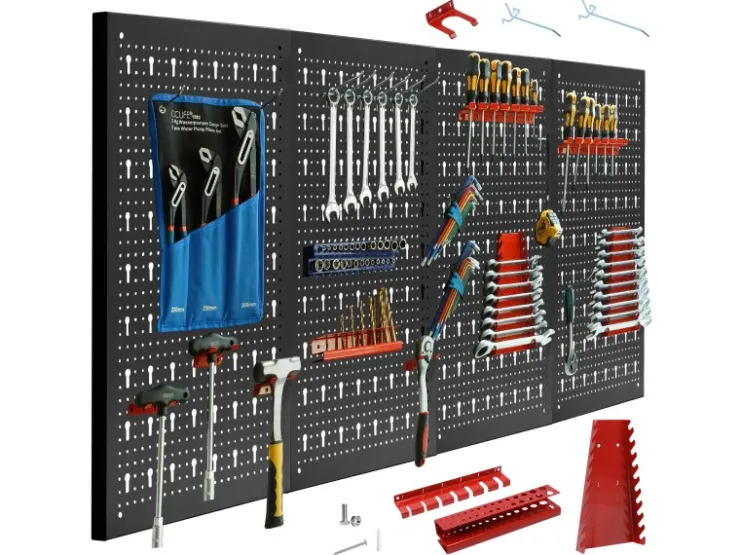 CCLIFE Werkzeugwand Lochwand 4 tlg Inkl. 52-Teiligem Metall Werkzeuglochwand Vier Teile 160 x 60 x 2 cm Erweiterbar Zubehör Wandregal* Wandregale