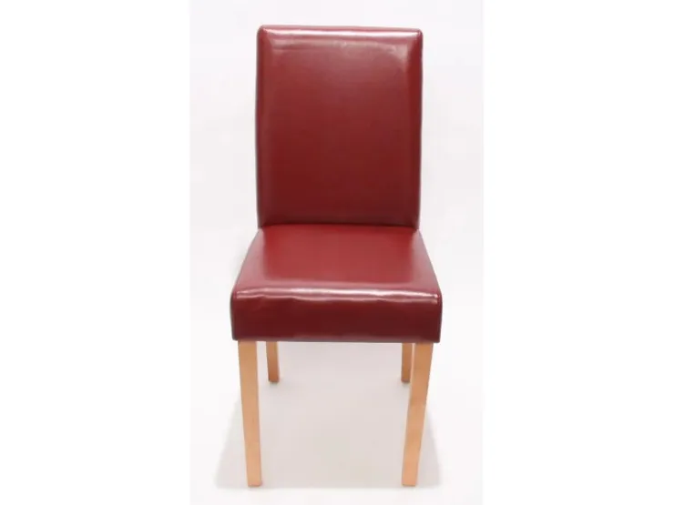 CHEFGASTRO Esszimmerstuhl 4er-Set Klassisch & Zeitlos 90x43x56cm Sitzhöhe 45cm Leder Rot Helle Beine
