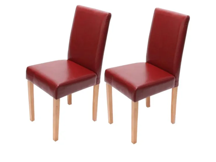 CHEFGASTRO Esszimmerstuhl 4er-Set Klassisch & Zeitlos 90x43x56cm Sitzhöhe 45cm Leder Rot Helle Beine