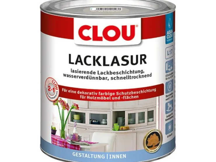 CLOU Lack-Lasur Aqua für Holz 375 ml Hellgrau
