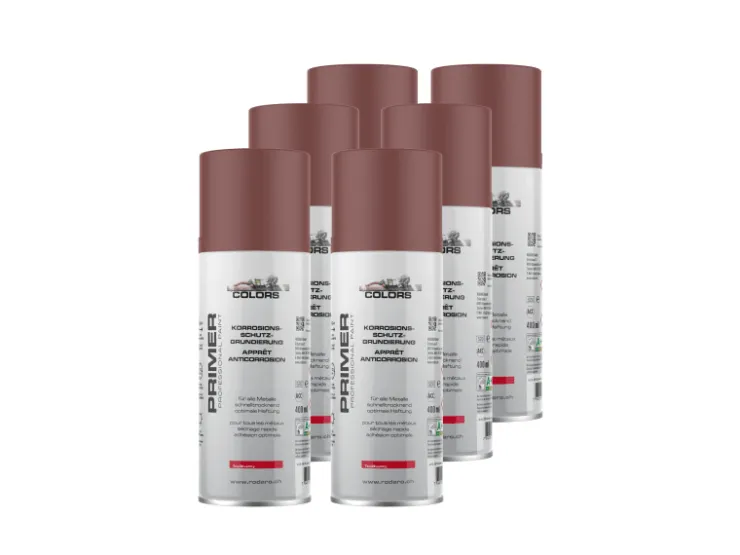 COLORS Korrosionsschutzgrundierung Sprühlack 6er Set 400ml Rotbraun