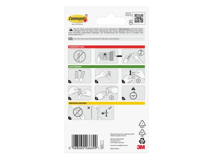 Command Haken-Set Mittelgroß Transparent 6 Stück