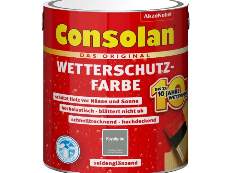 Consolan Wetterschutzfarbe Royalgrün Seidenglänzend 2,5 l