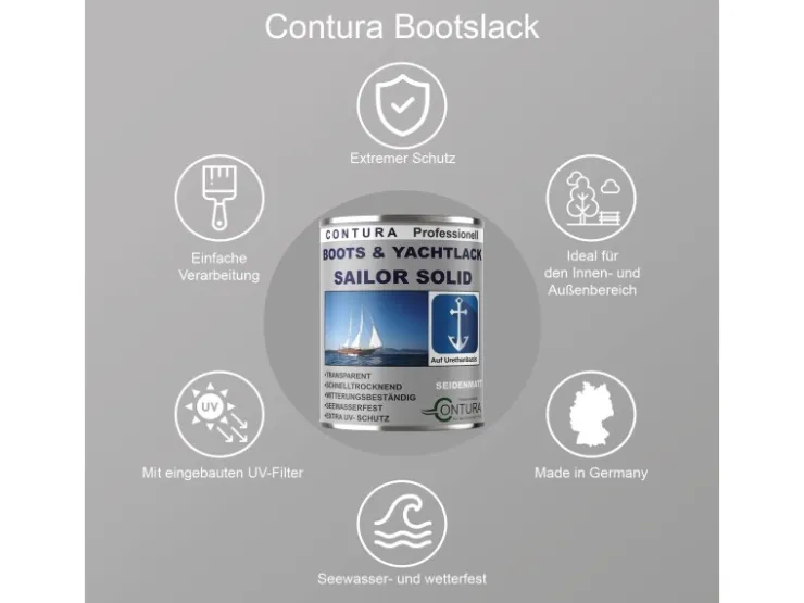 CONTURA Boots & Yachtlack Bootslack Holzlack Hartlack Klarlack 750ml Seidenmatt* Klarlacke
