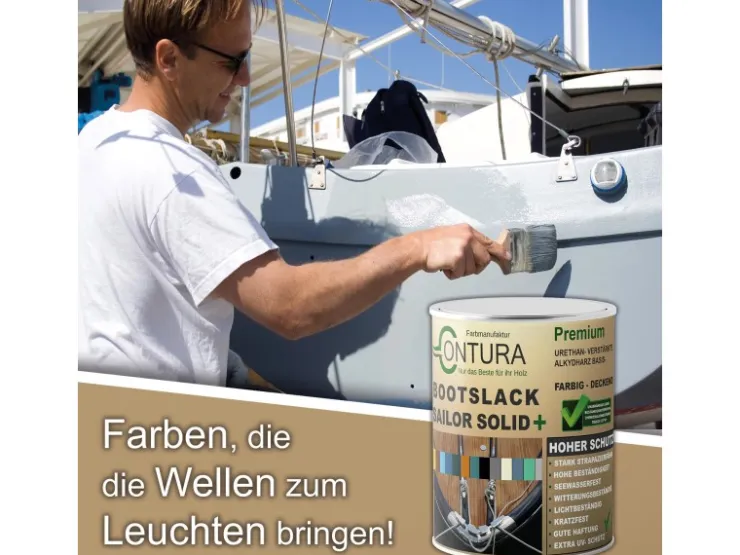 CONTURA Bootslack Farbig Yacht Buntlack Metall Holz GFK Boot Glänzend 2,5 Liter RAL 7016 Analog* Speziallacke|Buntlacke