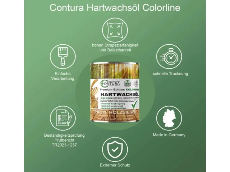 CONTURA Hartwachsöl Colorline FARBIG Fußbodenöl Parkettöl Möbelöl Holzöl 250ml 10 Frost White