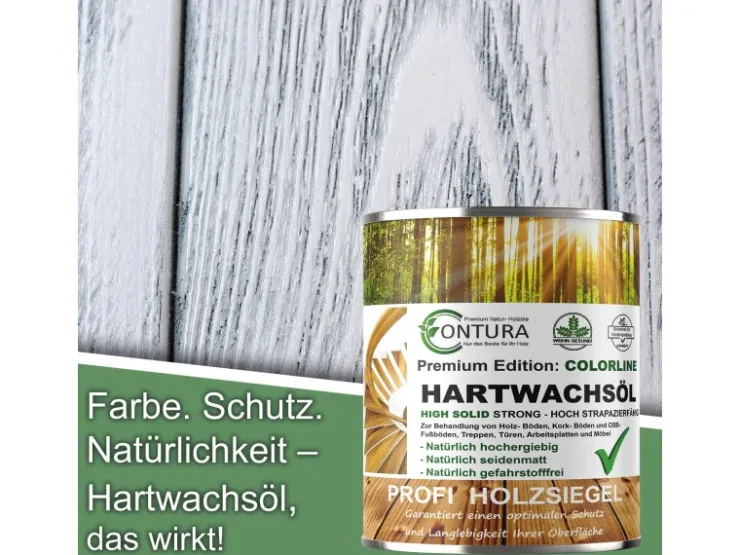CONTURA Hartwachsöl Colorline FARBIG Fußbodenöl Parkettöl Möbelöl Holzöl 250ml 10 Frost White