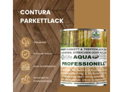 CONTURA Parkettlack Treppenlack Professionell Lack Fußbodenlack Dielenlack Holzlack Seidenmatt 10 Liter* Speziallacke