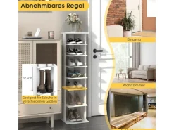 Costway 8 Stufiges Schuhregal Höhenverstellbar Holz Braun Einzel* Regal Weiß