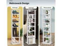 Costway 8 Stufiges Schuhregal Höhenverstellbar Holz Braun Einzel* Regal Weiß
