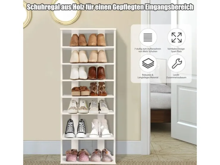 Costway 8 Stufiges Schuhregal Höhenverstellbar Holz Doppel