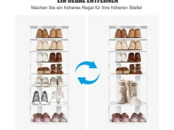 Costway 8 Stufiges Schuhregal Höhenverstellbar Holz Doppel