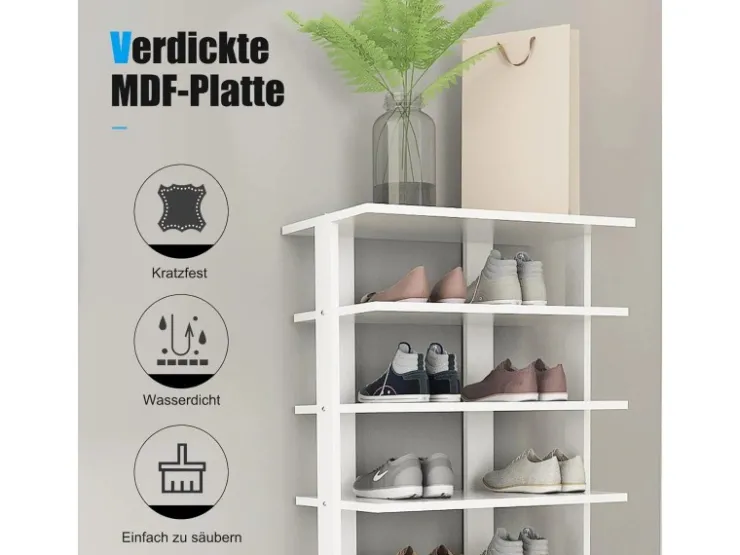 Costway 8 Stufiges Schuhregal Höhenverstellbar Holz Doppel
