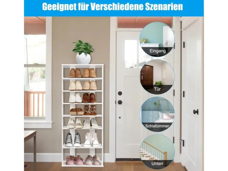 Costway 8 Stufiges Schuhregal Höhenverstellbar Holz Doppel