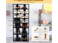 Costway 8 Stufiges Schuhregal Höhenverstellbar Holz Doppel* Holzregale