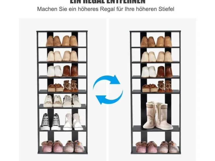 Costway 8 Stufiges Schuhregal Höhenverstellbar Holz Doppel* Holzregale