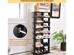 Costway 8 Stufiges Schuhregal Höhenverstellbar Holz Doppel* Holzregale