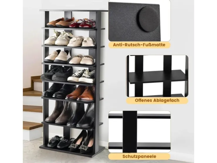 Costway 8 Stufiges Schuhregal Höhenverstellbar Holz Doppel* Holzregale