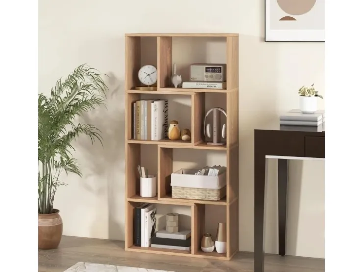 Costway Bücherregal mit 4 Ebenen Standregal mit 8 Fächern