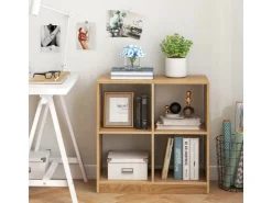 Costway Bücherregal mit 4 Fächern Würfelregal 73 x 33 x 73 cm Natur* Bücherregale|Holzregale