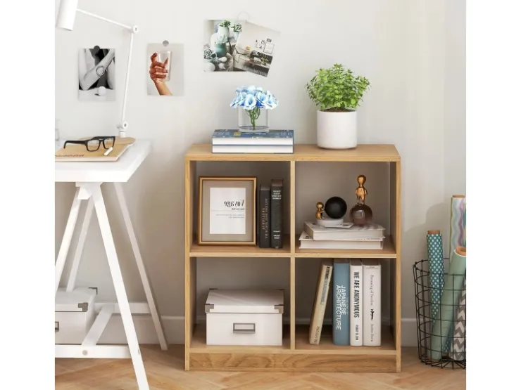 Costway Bücherregal mit 4 Fächern Würfelregal 73 x 33 x 73 cm Natur* Bücherregale|Holzregale