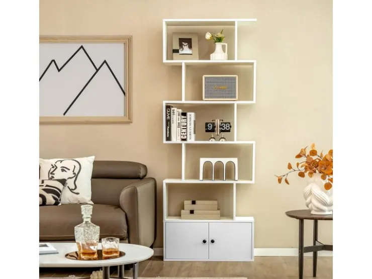 Costway Bücherregal mit Türen Standregal 183 x 70 x 23 cm* Regal Weiß