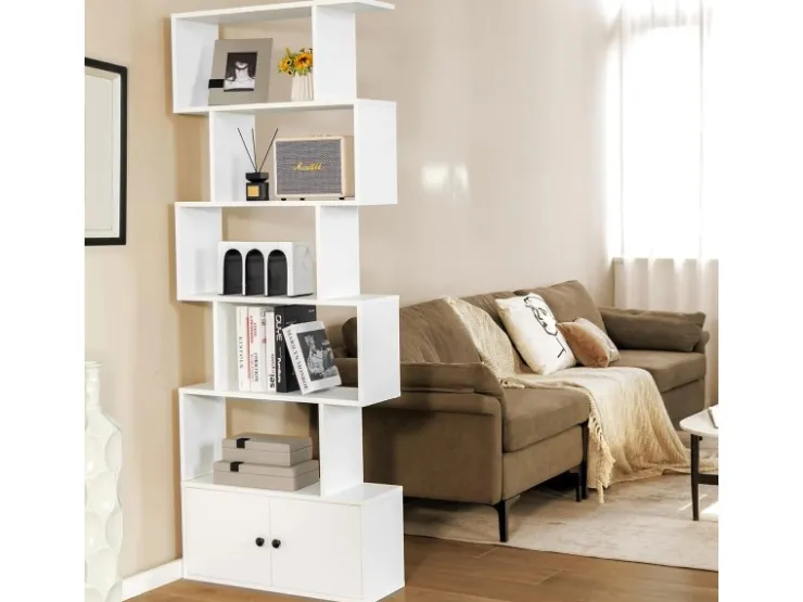 Costway Bücherregal mit Türen Standregal 183 x 70 x 23 cm* Regal Weiß