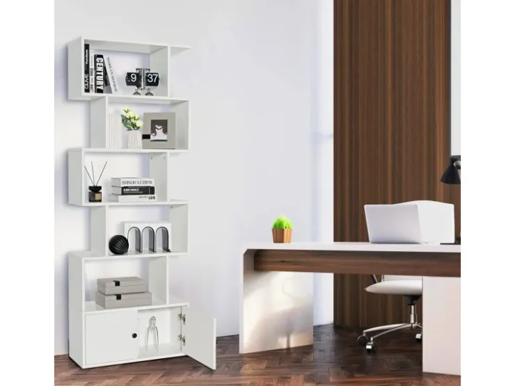 Costway Bücherregal mit Türen Standregal 183 x 70 x 23 cm* Regal Weiß