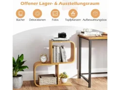 Costway Bücherregal S-förmig Aus Bambus Würfelregal mit 2 Etagen* Bücherregale