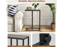 Costway Beistelltisch C-Form Sofatisch mit Metallgestell