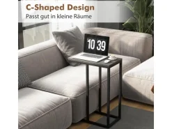 Costway Beistelltisch C-Form Sofatisch mit Metallgestell