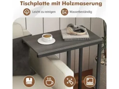 Costway Beistelltisch C-Form Sofatisch mit Metallgestell