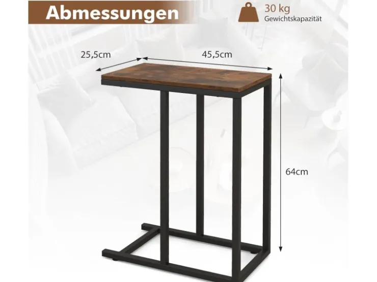 Costway Beistelltisch C-Form Sofatisch mit Metallgestell* Tische