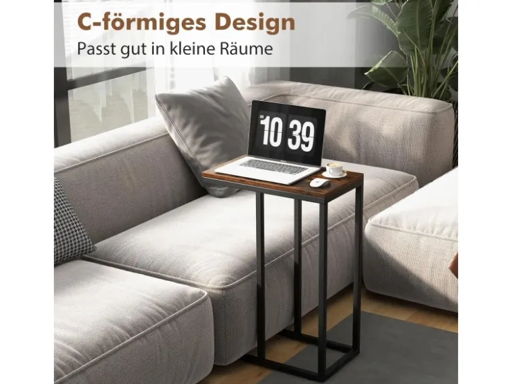 Costway Beistelltisch C-Form Sofatisch mit Metallgestell* Tische