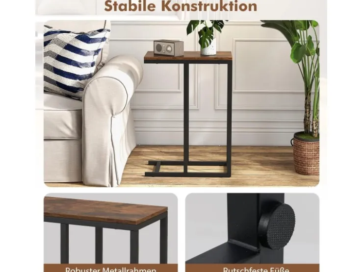 Costway Beistelltisch C-Form Sofatisch mit Metallgestell* Tische