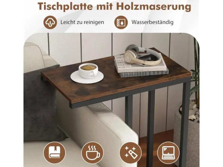 Costway Beistelltisch C-Form Sofatisch mit Metallgestell* Tische