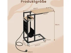 Costway Beistelltisch C-förmig mit Ladestation Sofatisch* Tische