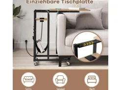 Costway Beistelltisch C-förmig mit Ladestation Sofatisch* Tische