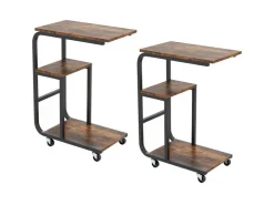 Costway Beistelltisch 2er Set Sofatisch mit Rollen C-Form Kaffeetisch* Tische|Sofas