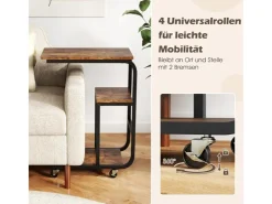 Costway Beistelltisch 2er Set Sofatisch mit Rollen C-Form Kaffeetisch* Tische|Sofas