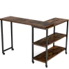 Costway Beistelltisch Holz Couchtisch L-Form 101 x 82,5 x72,5 cm Braun* Weitere Regale