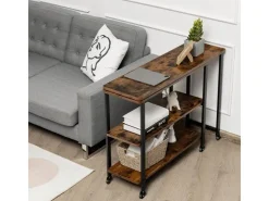 Costway Beistelltisch Holz Couchtisch L-Form 101 x 82,5 x72,5 cm Braun* Weitere Regale