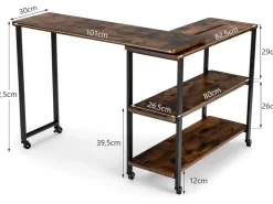 Costway Beistelltisch Holz Couchtisch L-Form 101 x 82,5 x72,5 cm Braun* Weitere Regale