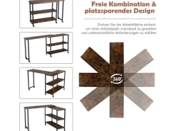 Costway Beistelltisch Holz Couchtisch L-Form 101 x 82,5 x72,5 cm Braun* Weitere Regale