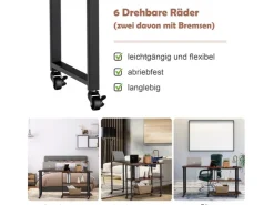 Costway Beistelltisch Holz Couchtisch L-Form 101 x 82,5 x72,5 cm Braun* Weitere Regale