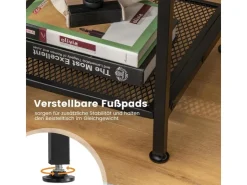 Costway Beistelltisch Im Industriedesign Nachttisch mit Stauraum Braun