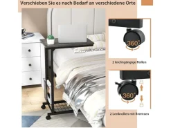 Costway Beistelltisch mit Rollen Laptoptisch Höhenverstellbar